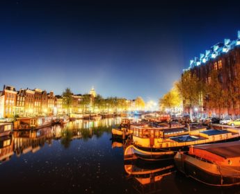 City lights around the canals