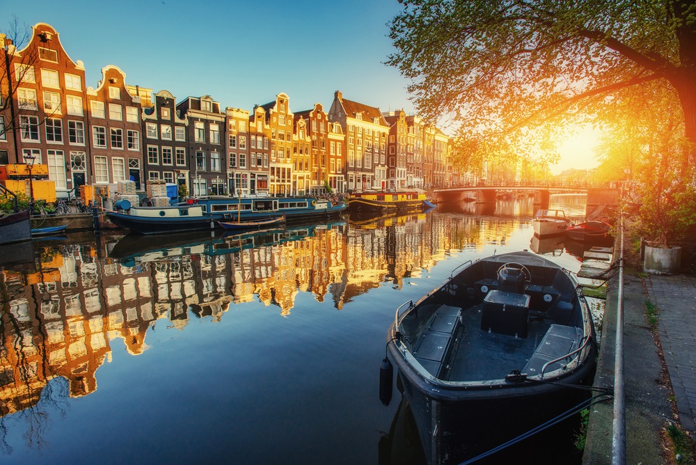Sunset glow over the canals