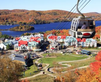 Mont Tremblant Lake and village in autumn, Quebec, Canada