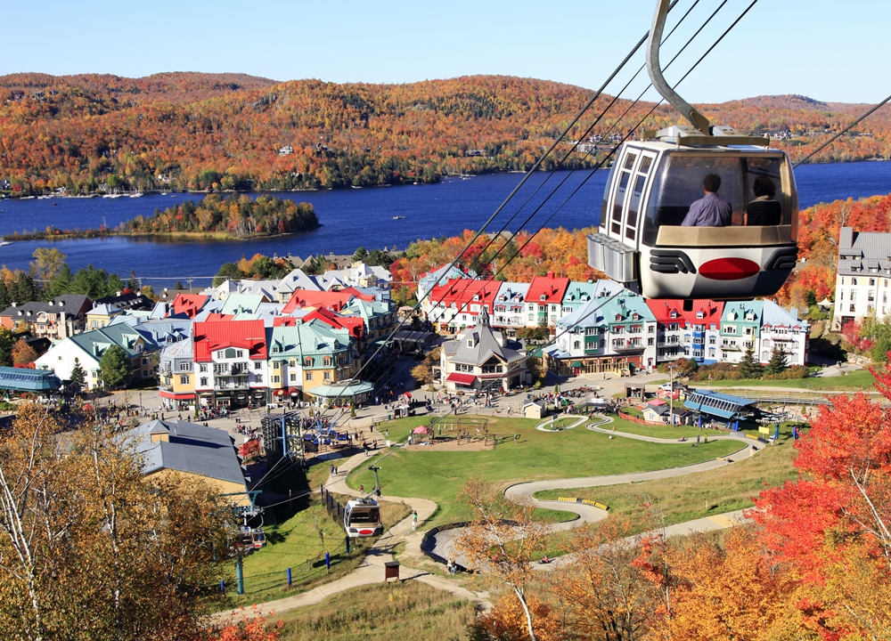 Mont Tremblant Lake and village in autumn, Quebec, Canada
