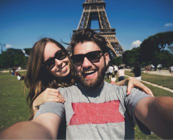young couple in paris