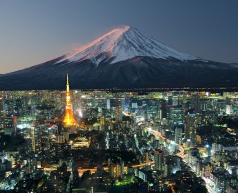 Aerial view of Tokyo and Mount Fuji helicopter tour