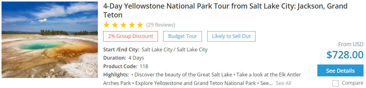 4 day yellowstone tour