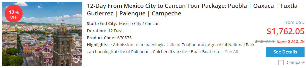 12-day mexico city cancun tour
