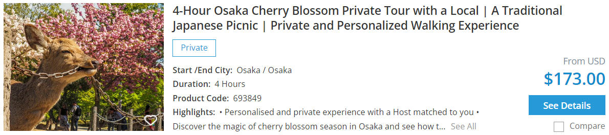 osaka cherry blossom private tour