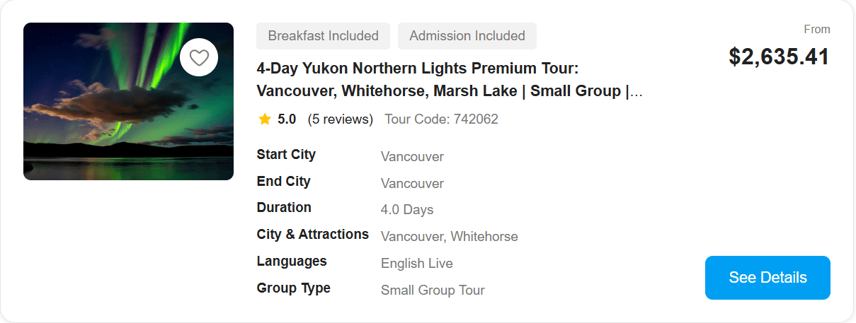 Canada's Whitehorse Aurora Borealis Tour Package