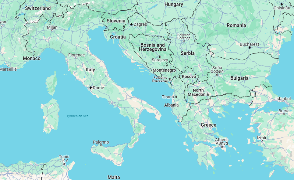 Italy and Greece map