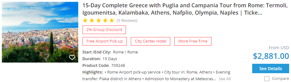 Italy and Greece trip 15-day