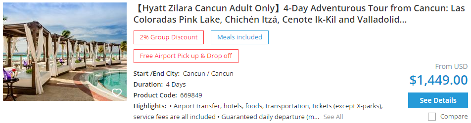 4-day all-inclusive tour from Cancun