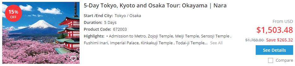 5-day kyoto osaka tour