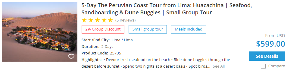 5-day peru coast tour from lima