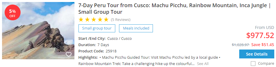 7-day peru tour from cusco