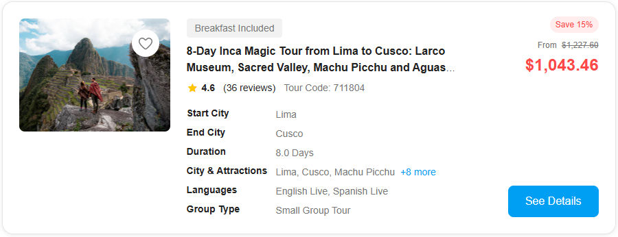 8-day Inca magic tour