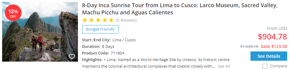 8-day inca tour from cusco to lima