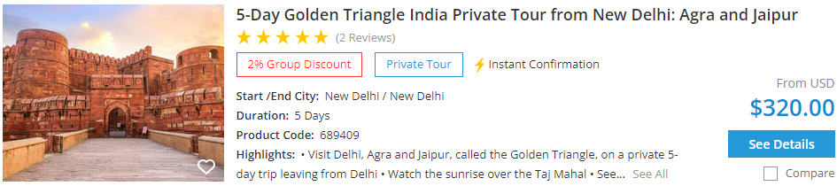 5-day golden triangle India tour