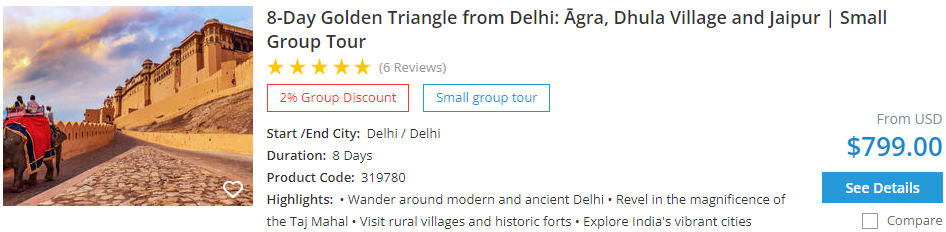 8-day golden triangle India tour