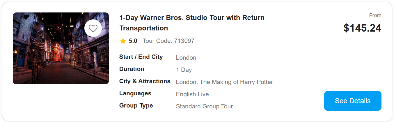 Warner Bros. Studio Harry Potter day tour