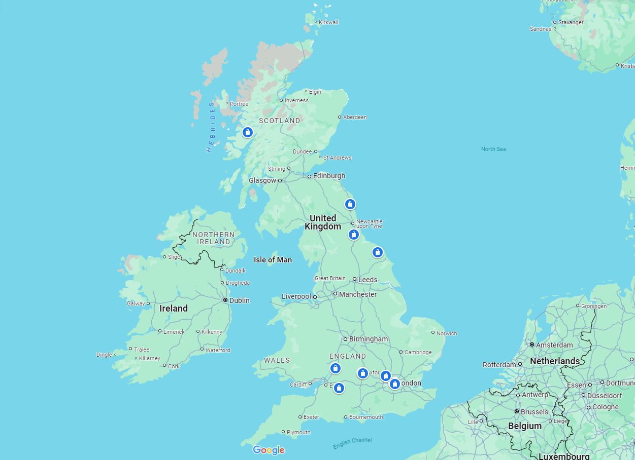 Harry Potter filming location map