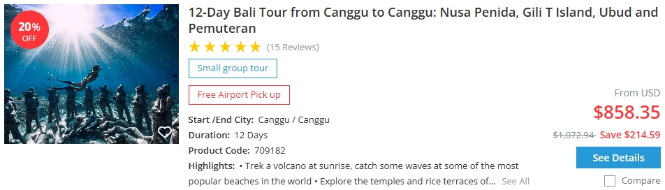 12-day Bali tour from Canggu