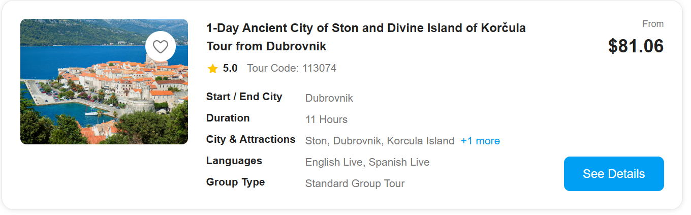 Island of Korčula day tour