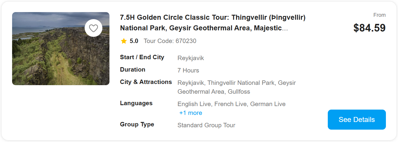 Þingvellir National Park day tour