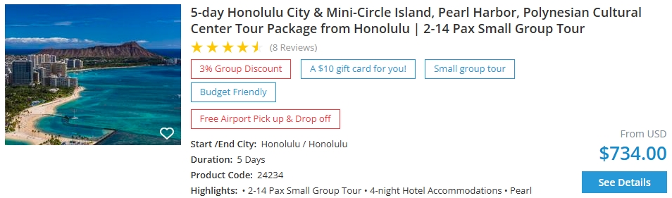 5-day Honolulu tour