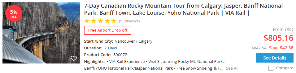 7-day Canadian Rockies tour from Calgary