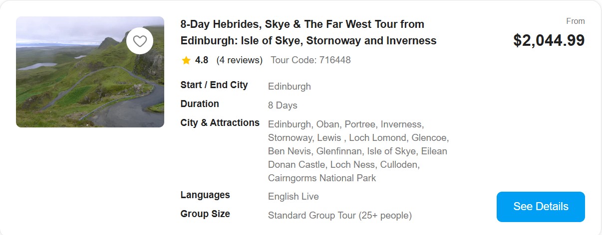 tours4fun Scotland Products