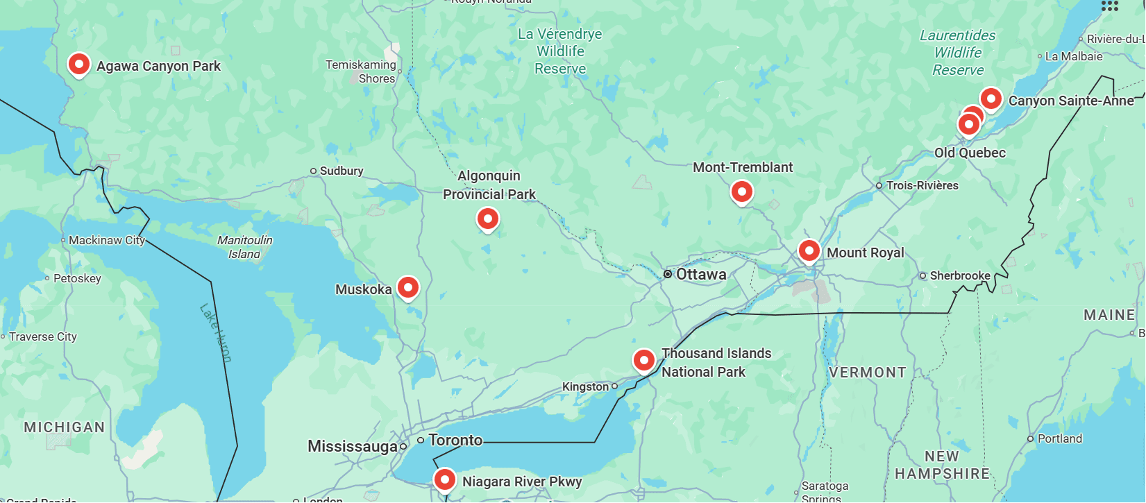 Canada fall foliage map