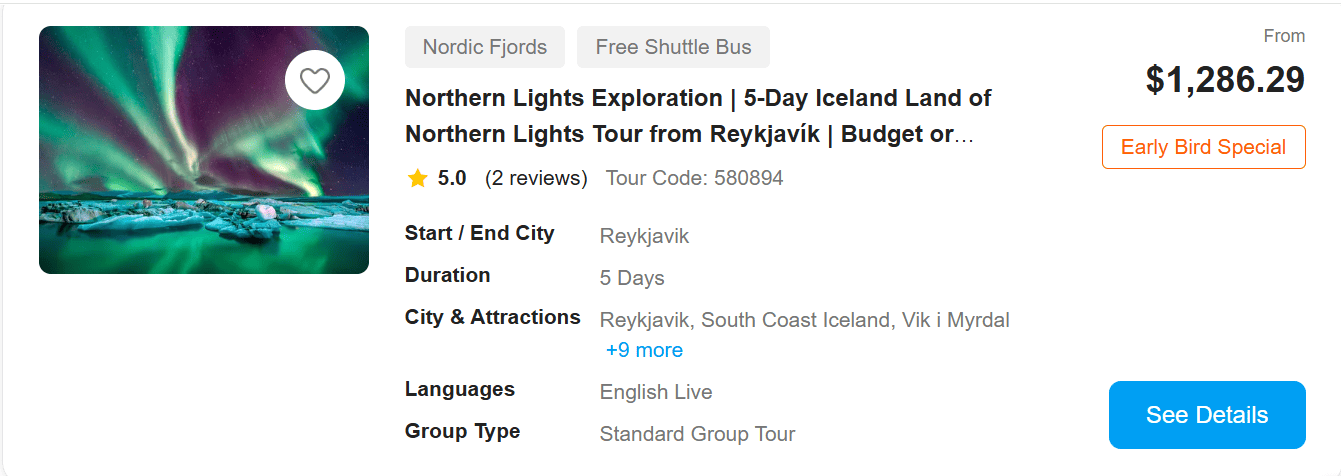 Northern Lights in Iceland tour