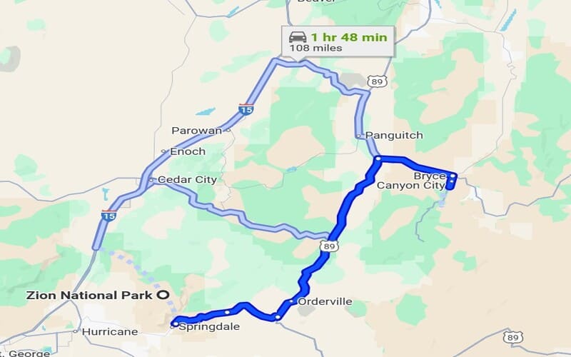 Zion to Bryce National Park