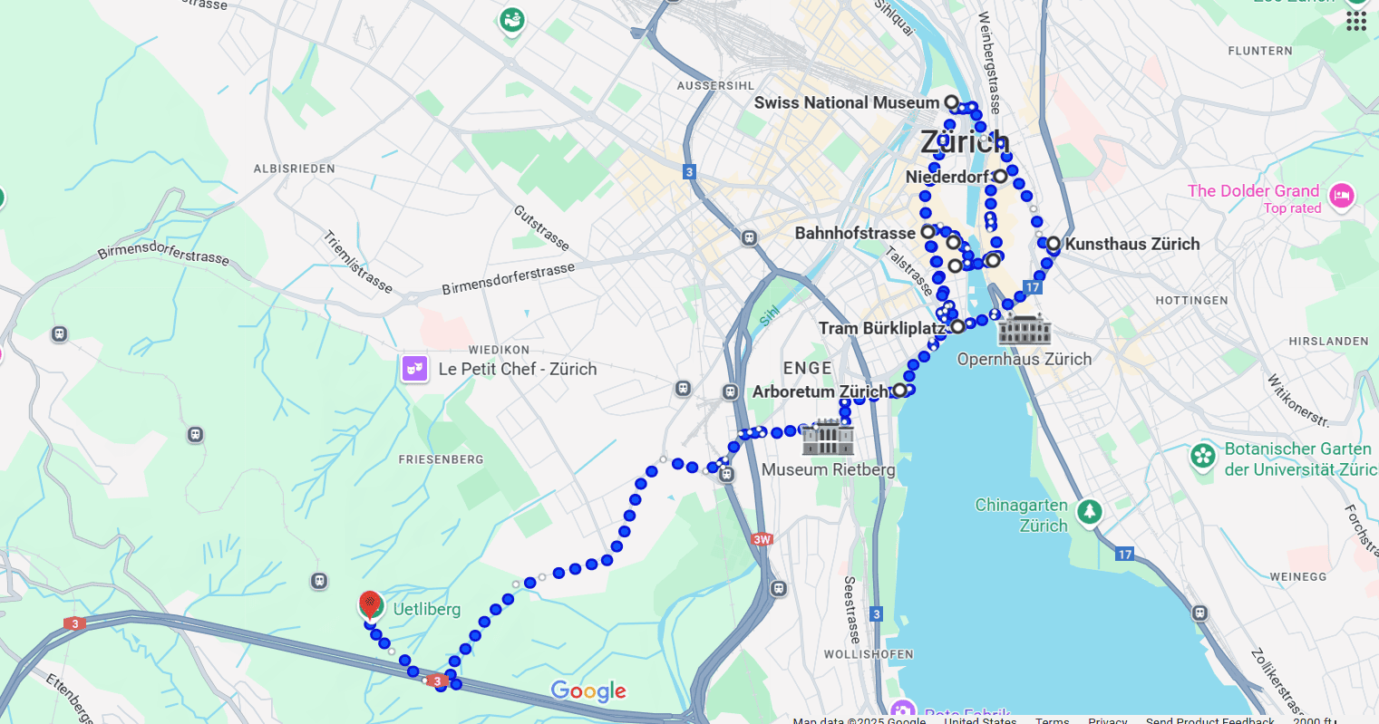 tourist map of Zurich Switzerland