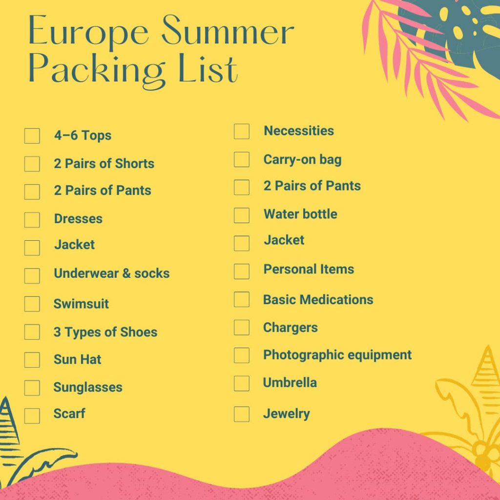 Full Packing List for Europe Summer