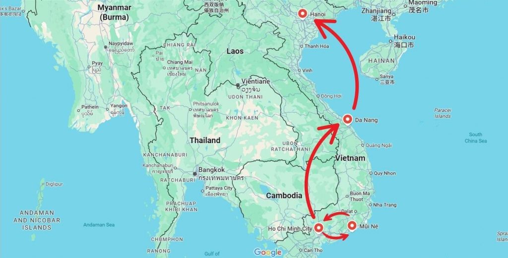 Itinerary from Ho Chi Minh City