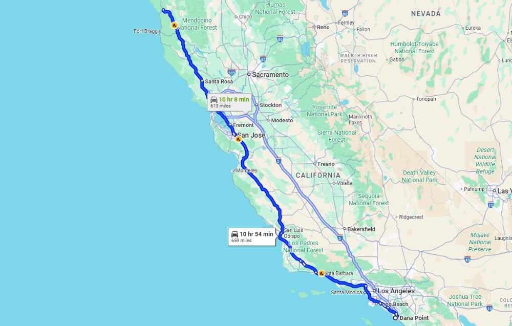 Pacific Coast Highway map
