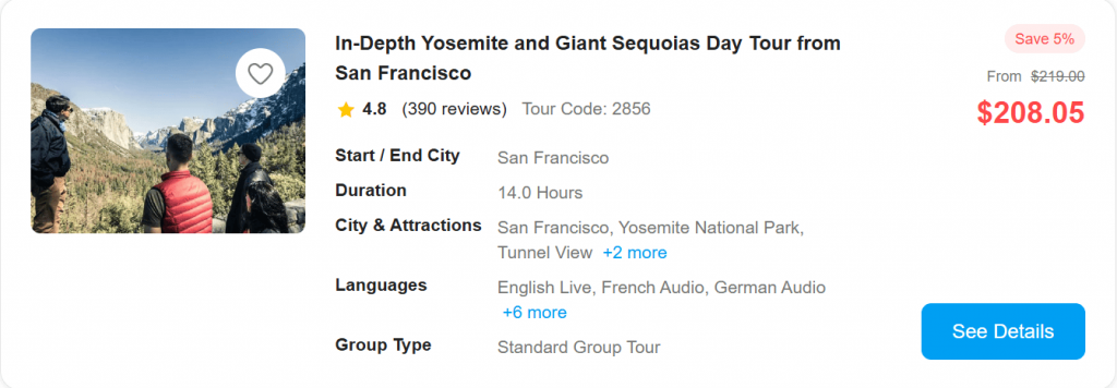 Yosemite National Park day tour product