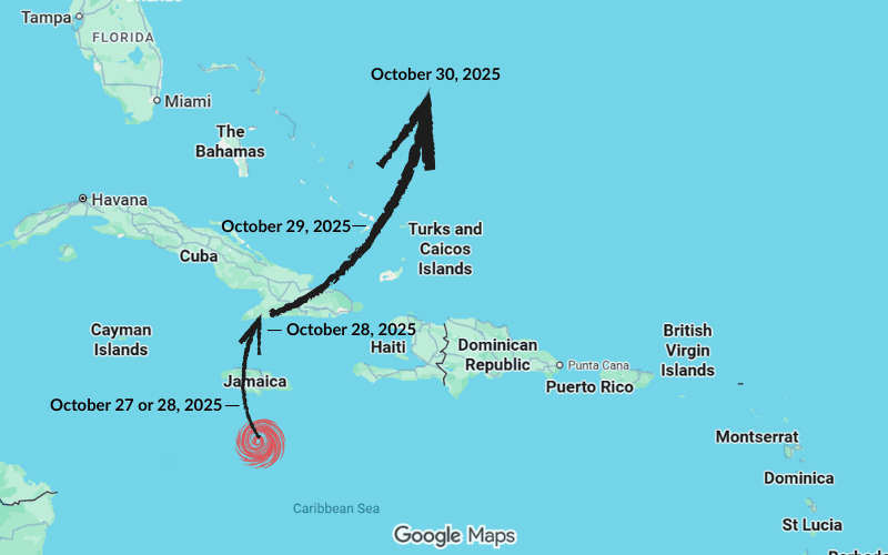 Hurricane Melissa Path