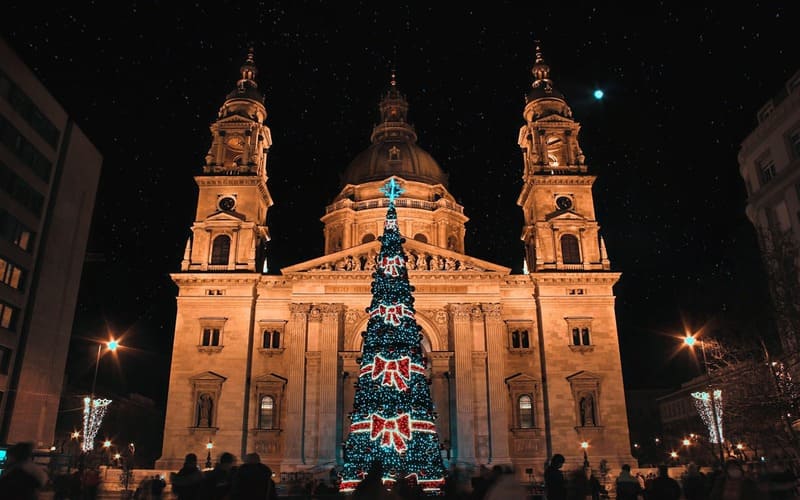 The Christmas tree in front of St. Stephen's Basilica