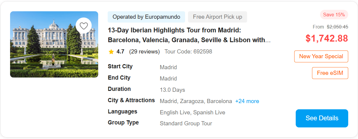 13-Day Spain Tour Package